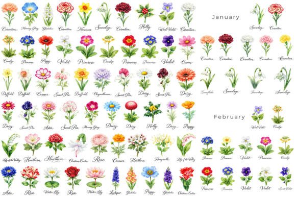 134 Watercolor Birth Month Flowers PNG: A Creative Toolkit