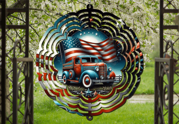 Adding Motion and Charm: The Vintage Patriotic Truck Wind Spinner