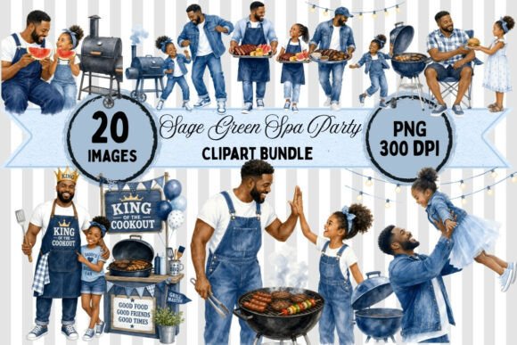 Celebrate Summer and Family with Afro Father Daughter Cookout Clipart