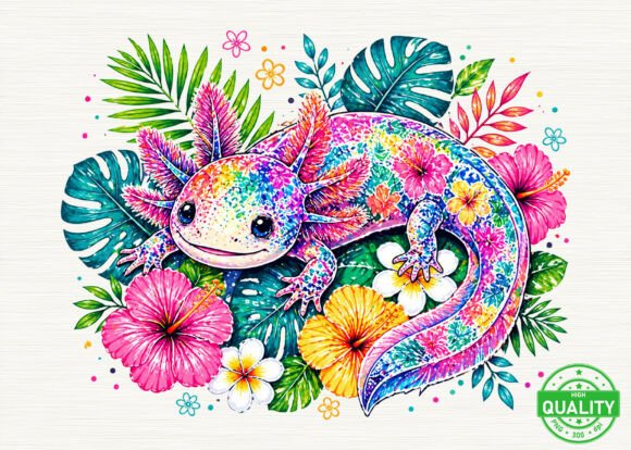 Cute Axolotl Tropical Floral PNG: A Designer's Guide to Vibrant, Playful Graphics