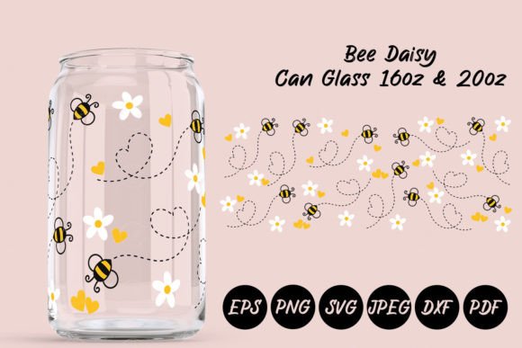 Designing Buzzworthy Glassware with Bee Daisy Can Glass Wrap SVG