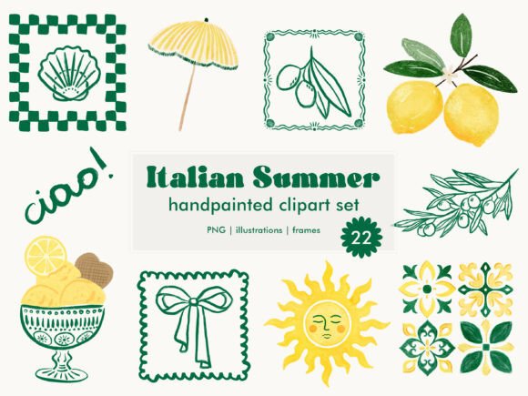 Italian Summer Mediterranean Clipart Set: Elevate Your Designs