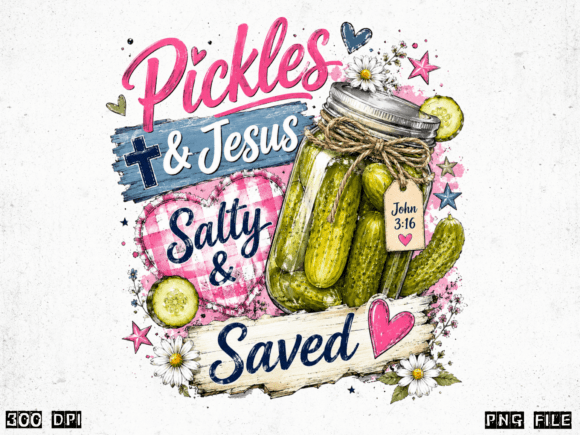 Pickles & Jesus Salty and Saved PNG | Fu: Your New Go-To for Faith-Based Humor