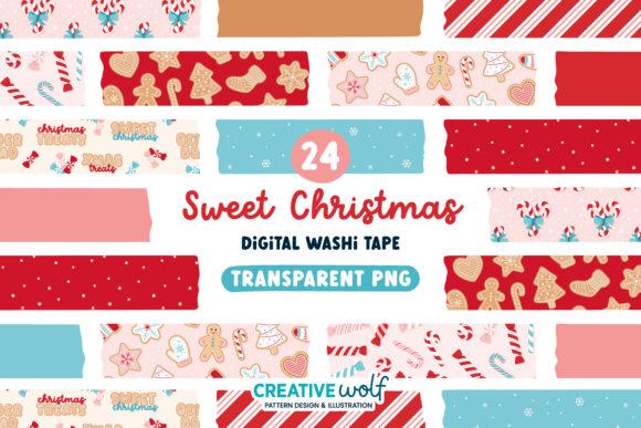 Sweet Christmas Digital Washi Tape: A Whimsical Holiday Design Asset