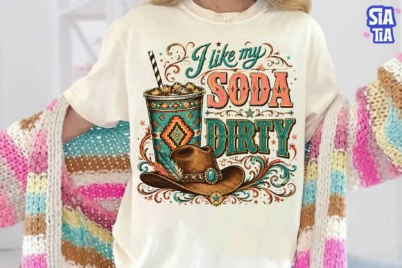 Western Dirty Soda Cowgirl PNG Clipart: A Bold Design Asset