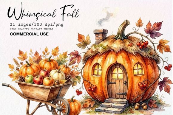 Whimsical Fall Clipart Bundle: Your Autumn Design Toolkit