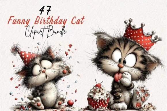 Whimsical Funny Birthday Cat Clipart: Purr-fect Designs