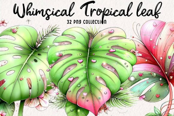 Whimsical Tropical Leaf Clipart: Fresh Design Assets for Every Project
